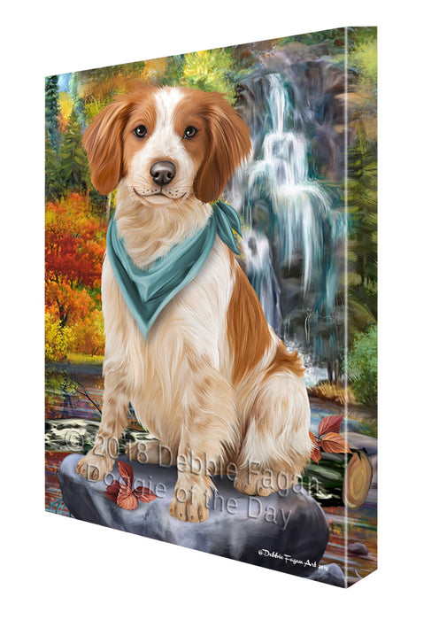 Scenic Waterfall Brittany Spaniel Dog Canvas Wall Art CVS63196