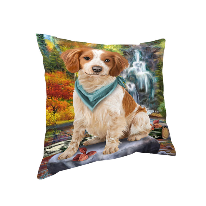 Scenic Waterfall Brittany Spaniel Dog Pillow PIL54720