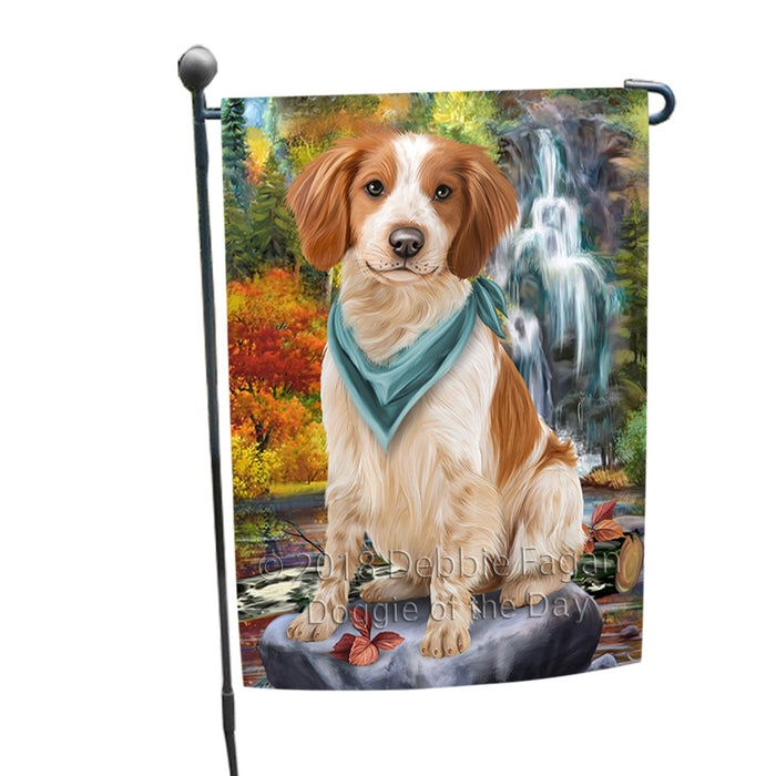 Scenic Waterfall Brittany Spaniel Dog Garden Flag GFLG49545
