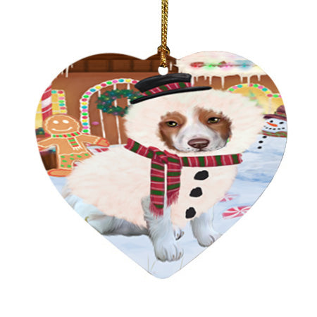 Christmas Gingerbread House Candyfest Brittany Spaniel Dog Heart Christmas Ornament HPOR56570