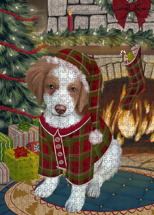 The Stocking was Hung Brittany Spaniel Dog Puzzle with Photo Tin PUZL89180