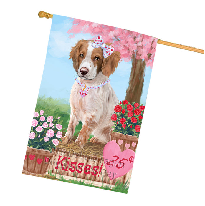 Rosie 25 Cent Kisses Brittany Spaniel Dog House Flag FLG57099