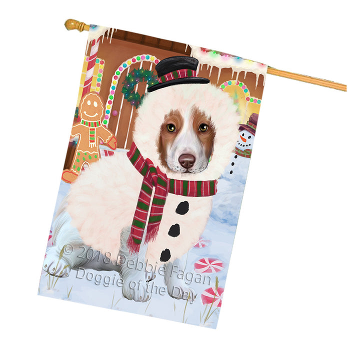 Christmas Gingerbread House Candyfest Brittany Spaniel Dog House Flag FLG56898