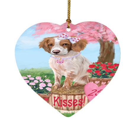 Rosie 25 Cent Kisses Brittany Spaniel Dog Heart Christmas Ornament HPOR56771