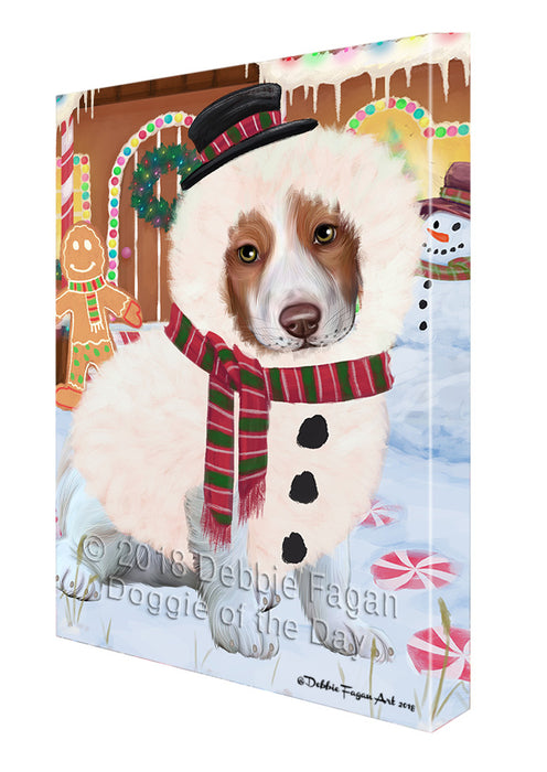 Christmas Gingerbread House Candyfest Brittany Spaniel Dog Canvas Print Wall Art Décor CVS128150
