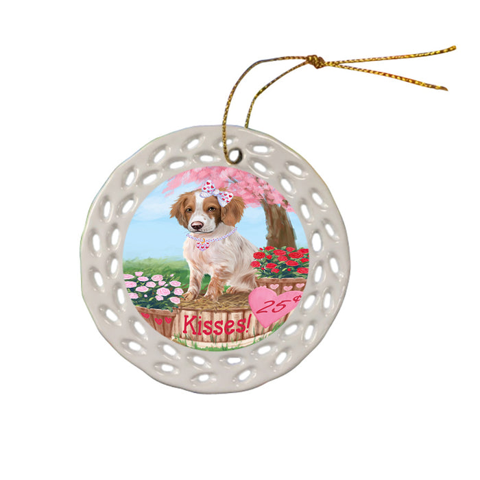 Rosie 25 Cent Kisses Brittany Spaniel Dog Ceramic Doily Ornament DPOR56771