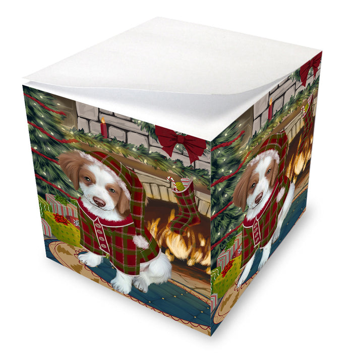 The Stocking was Hung Brittany Spaniel Dog Note Cube NOC53590