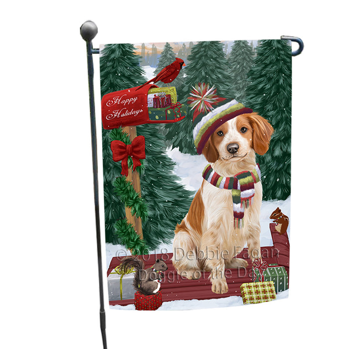 Merry Christmas Woodland Sled Brittany Spaniel Dog Garden Flag GFLG55163