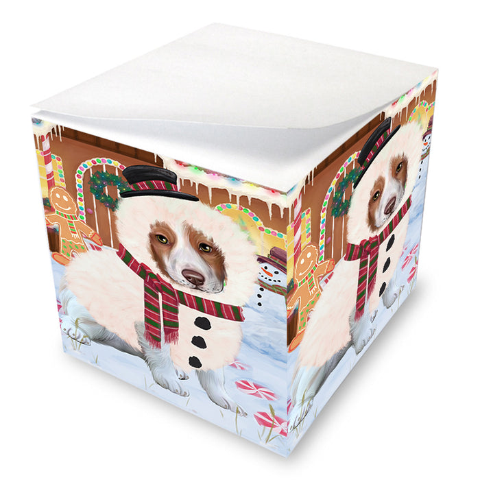 Christmas Gingerbread House Candyfest Brittany Spaniel Dog Note Cube NOC54286
