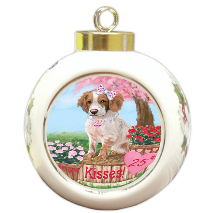 Rosie 25 Cent Kisses Brittany Spaniel Dog Round Ball Christmas Ornament RBPOR56771