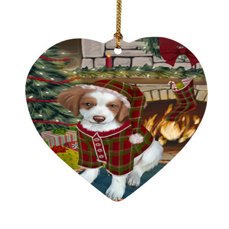 The Stocking was Hung Brittany Spaniel Dog Heart Christmas Ornament HPOR55600