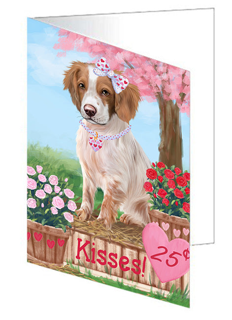 Rosie 25 Cent Kisses Brittany Spaniel Dog Handmade Artwork Assorted Pets Greeting Cards and Note Cards with Envelopes for All Occasions and Holiday Seasons GCD73760