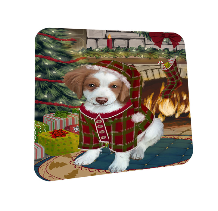 The Stocking was Hung Brittany Spaniel Dog Coasters Set of 4 CST55202