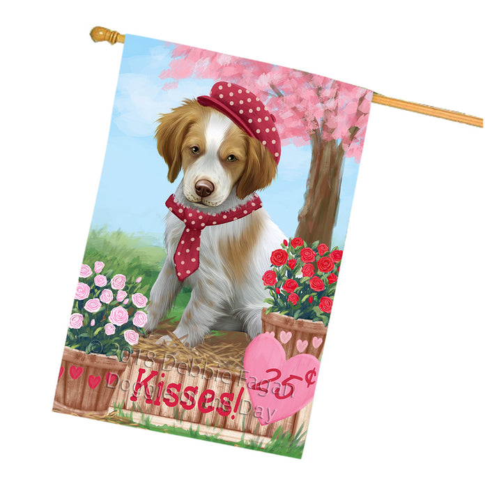 Rosie 25 Cent Kisses Brittany Spaniel Dog House Flag FLG57100