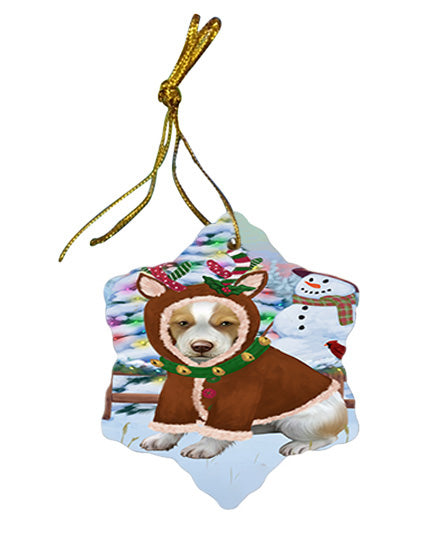 Christmas Gingerbread House Candyfest Brittany Spaniel Dog Star Porcelain Ornament SPOR56571