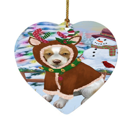 Christmas Gingerbread House Candyfest Brittany Spaniel Dog Heart Christmas Ornament HPOR56571
