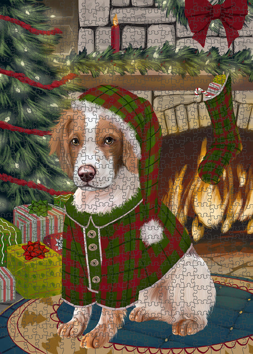 The Stocking was Hung Brittany Spaniel Dog Puzzle with Photo Tin PUZL89184