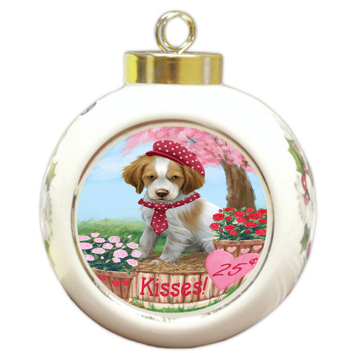 Rosie 25 Cent Kisses Brittany Spaniel Dog Round Ball Christmas Ornament RBPOR56772
