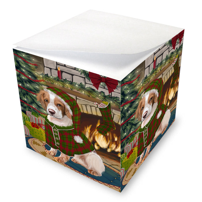 The Stocking was Hung Brittany Spaniel Dog Note Cube NOC53591