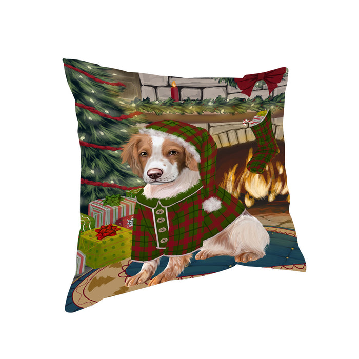 The Stocking was Hung Brittany Spaniel Dog Pillow PIL69908
