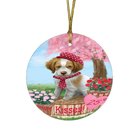 Rosie 25 Cent Kisses Brittany Spaniel Dog Round Flat Christmas Ornament RFPOR56772