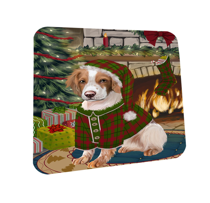 The Stocking was Hung Brittany Spaniel Dog Coasters Set of 4 CST55203
