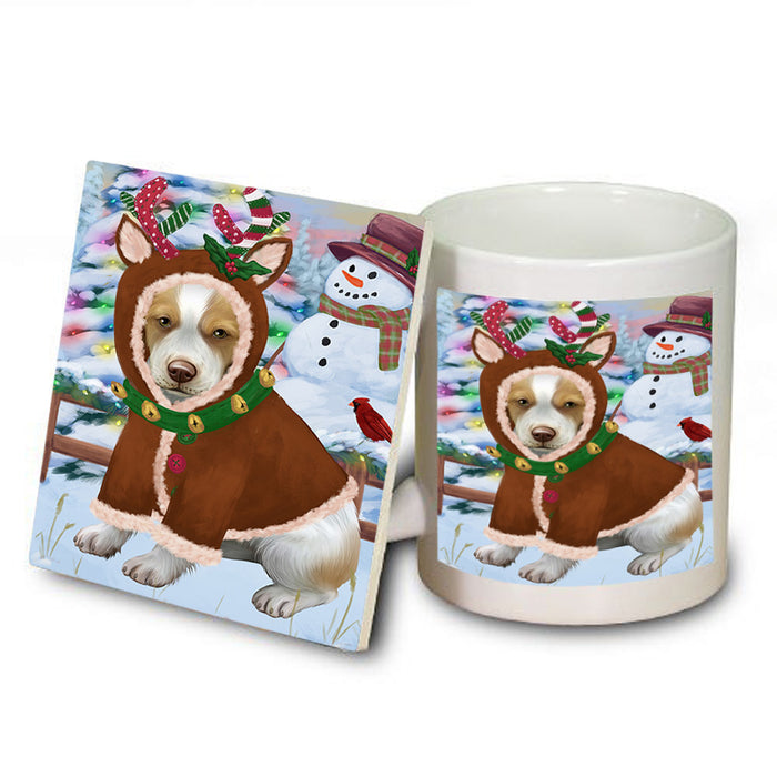 Christmas Gingerbread House Candyfest Brittany Spaniel Dog Mug and Coaster Set MUC56207