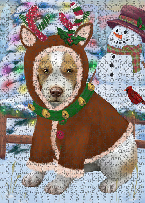 Christmas Gingerbread House Candyfest Brittany Spaniel Dog Puzzle with Photo Tin PUZL93060