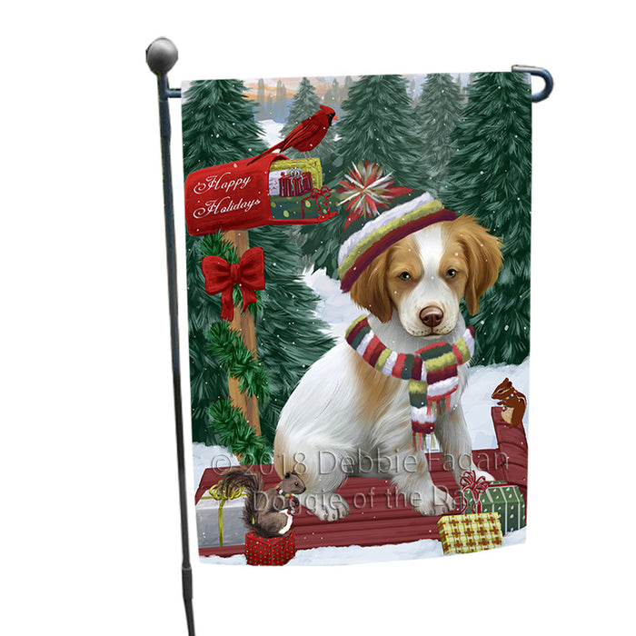 Merry Christmas Woodland Sled Brittany Spaniel Dog Garden Flag GFLG55164