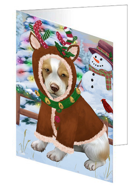 Christmas Gingerbread House Candyfest Brittany Spaniel Dog Handmade Artwork Assorted Pets Greeting Cards and Note Cards with Envelopes for All Occasions and Holiday Seasons GCD73160