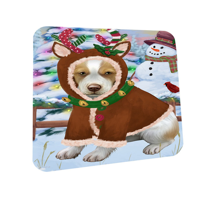 Christmas Gingerbread House Candyfest Brittany Spaniel Dog Coasters Set of 4 CST56173