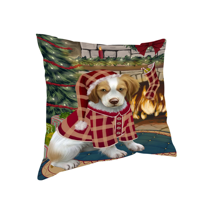 The Stocking was Hung Brittany Spaniel Dog Pillow PIL69912