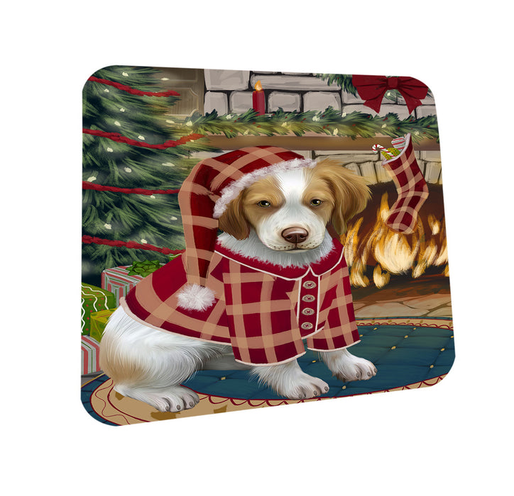 The Stocking was Hung Brittany Spaniel Dog Coasters Set of 4 CST55204