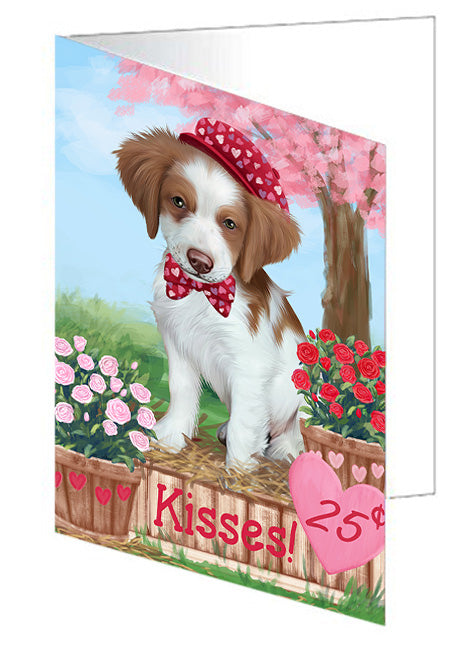 Rosie 25 Cent Kisses Brittany Spaniel Dog Handmade Artwork Assorted Pets Greeting Cards and Note Cards with Envelopes for All Occasions and Holiday Seasons GCD73766