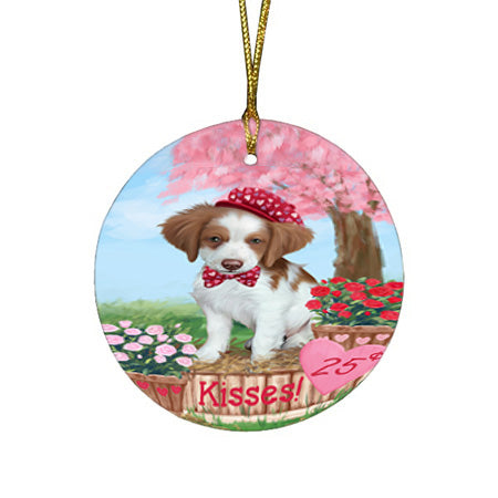 Rosie 25 Cent Kisses Brittany Spaniel Dog Round Flat Christmas Ornament RFPOR56773