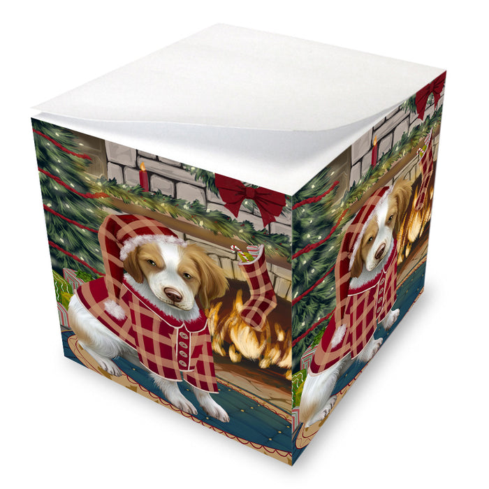 The Stocking was Hung Brittany Spaniel Dog Note Cube NOC53592