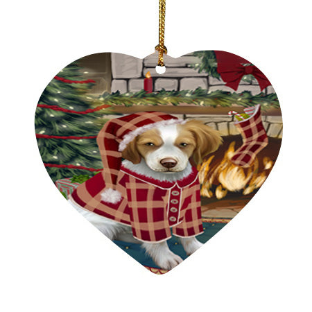 The Stocking was Hung Brittany Spaniel Dog Heart Christmas Ornament HPOR55602