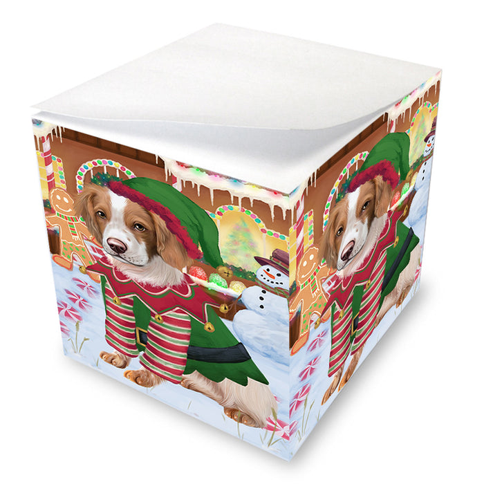 Christmas Gingerbread House Candyfest Brittany Spaniel Dog Note Cube NOC54288