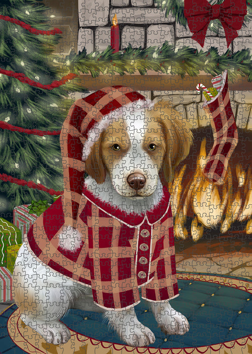The Stocking was Hung Brittany Spaniel Dog Puzzle with Photo Tin PUZL89188