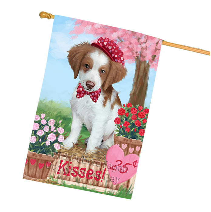 Rosie 25 Cent Kisses Brittany Spaniel Dog House Flag FLG57101