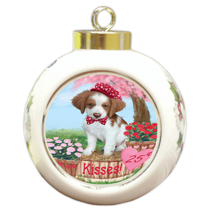 Rosie 25 Cent Kisses Brittany Spaniel Dog Round Ball Christmas Ornament RBPOR56773