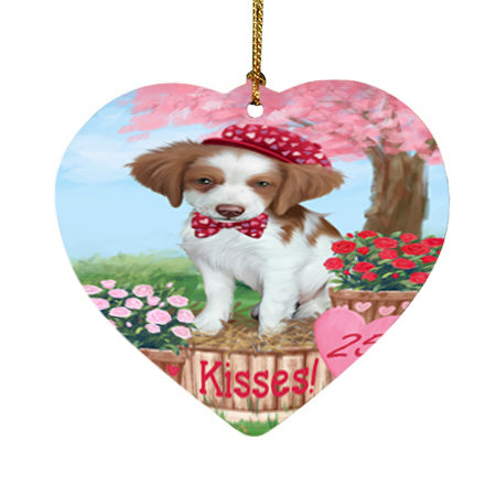 Rosie 25 Cent Kisses Brittany Spaniel Dog Heart Christmas Ornament HPOR56773