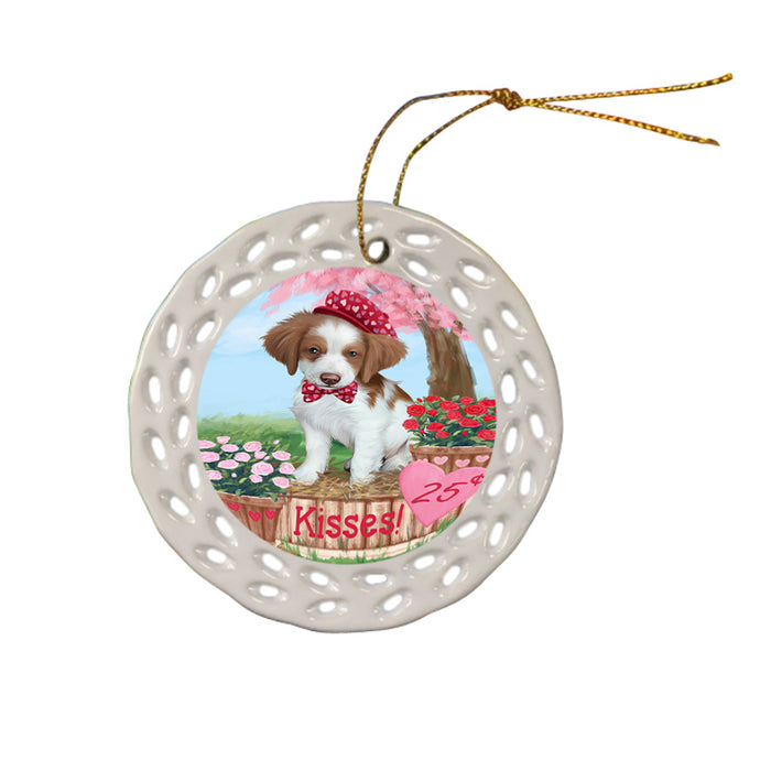 Rosie 25 Cent Kisses Brittany Spaniel Dog Ceramic Doily Ornament DPOR56773