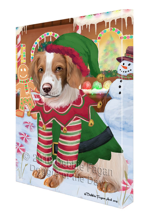 Christmas Gingerbread House Candyfest Brittany Spaniel Dog Canvas Print Wall Art Décor CVS128168