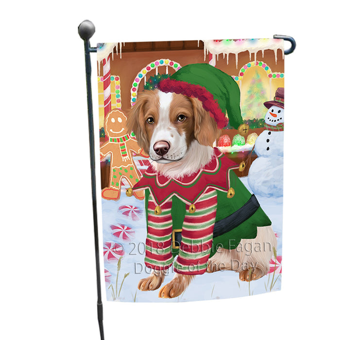 Christmas Gingerbread House Candyfest Brittany Spaniel Dog Garden Flag GFLG56764