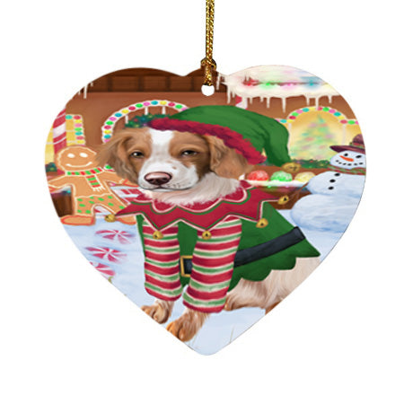 Christmas Gingerbread House Candyfest Brittany Spaniel Dog Heart Christmas Ornament HPOR56572