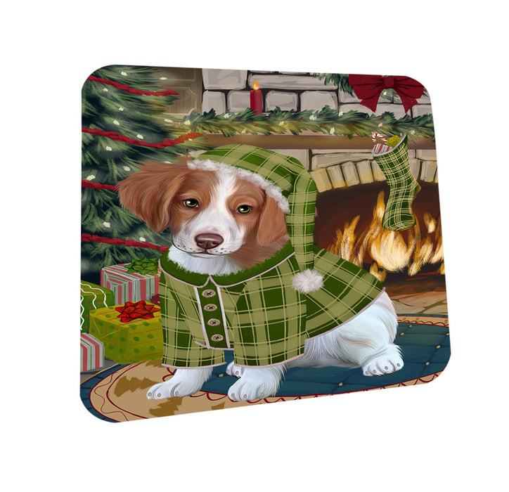 The Stocking was Hung Brittany Spaniel Dog Coasters Set of 4 CST55205