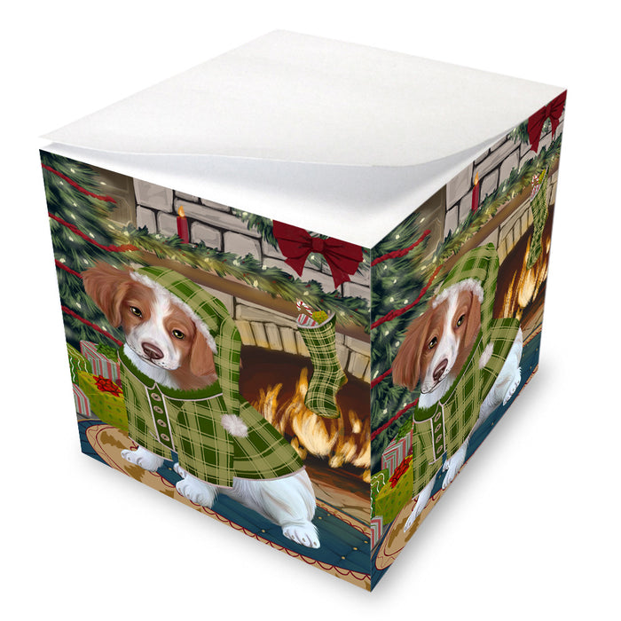 The Stocking was Hung Brittany Spaniel Dog Note Cube NOC53593