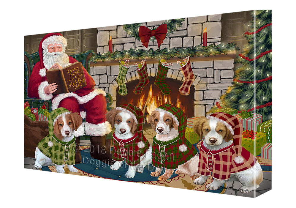 Christmas Cozy Holiday Tails Brittany Spaniels Dog Canvas Print Wall Art Décor CVS115910