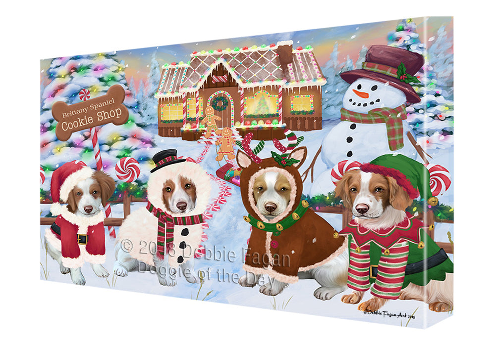 Holiday Gingerbread Cookie Shop Brittany Spaniels Dog Canvas Print Wall Art Décor CVS129689